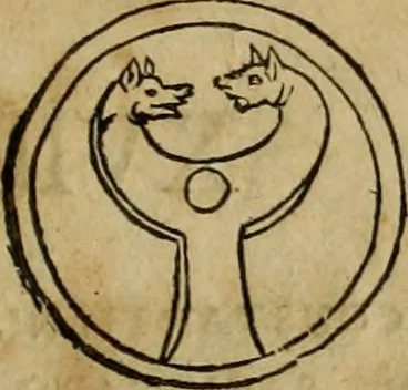 An illustration from Notitia vtraqve cvm orientis tvm occidentis vltra Arcadii Honoriiqve Cæsarvm tempora, illustre uetustatis monumentum, imò thesaurus prorsum incomparabilis : Præcedit aute D. Andreæ Alciati libellus, De magistratib. ciuilibusq; ac militaribus officijs, partim ex hac ipsa Notitia, partim aliunde desumptus : cvi succedit Descriptio urbis Romæ, quæ sub titulo Pub. Victoris circumfertur : & altera urbis Constantinopolitanæ incerto autore, nunquã antehac typis excusa, imperialium uidelicet ac primariaru sedium utriusq reipub : svbiungitur Notitiis uetustus liber De rebvs bellicis ad Theodosium Aug & filios eius Arcadium atq; Honorium, ut uidetur, scriptus incerto autore : item, ne quid de antiquo exemplari omitteretur, Disputatio Adriani Aug. & Epicteti philosophi, 1552, leaf 36
