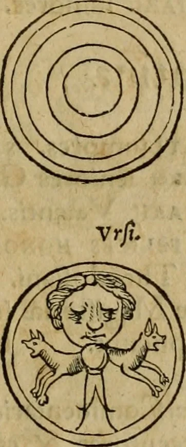 An illustration from Notitia vtraqve cvm orientis tvm occidentis vltra Arcadii Honoriiqve Cæsarvm tempora, illustre uetustatis monumentum, imò thesaurus prorsum incomparabilis : Præcedit aute D. Andreæ Alciati libellus, De magistratib. ciuilibusq; ac militaribus officijs, partim ex hac ipsa Notitia, partim aliunde desumptus : cvi succedit Descriptio urbis Romæ, quæ sub titulo Pub. Victoris circumfertur : & altera urbis Constantinopolitanæ incerto autore, nunquã antehac typis excusa, imperialium uidelicet ac primariaru sedium utriusq reipub : svbiungitur Notitiis uetustus liber De rebvs bellicis ad Theodosium Aug & filios eius Arcadium atq; Honorium, ut uidetur, scriptus incerto autore : item, ne quid de antiquo exemplari omitteretur, Disputatio Adriani Aug. & Epicteti philosophi, 1552, leaf 36