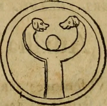 An illustration from Notitia vtraqve cvm orientis tvm occidentis vltra Arcadii Honoriiqve Cæsarvm tempora, illustre uetustatis monumentum, imò thesaurus prorsum incomparabilis : Præcedit aute D. Andreæ Alciati libellus, De magistratib. ciuilibusq; ac militaribus officijs, partim ex hac ipsa Notitia, partim aliunde desumptus : cvi succedit Descriptio urbis Romæ, quæ sub titulo Pub. Victoris circumfertur : & altera urbis Constantinopolitanæ incerto autore, nunquã antehac typis excusa, imperialium uidelicet ac primariaru sedium utriusq reipub : svbiungitur Notitiis uetustus liber De rebvs bellicis ad Theodosium Aug & filios eius Arcadium atq; Honorium, ut uidetur, scriptus incerto autore : item, ne quid de antiquo exemplari omitteretur, Disputatio Adriani Aug. & Epicteti philosophi, 1552, leaf 36