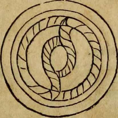 An illustration from Notitia vtraqve cvm orientis tvm occidentis vltra Arcadii Honoriiqve Cæsarvm tempora, illustre uetustatis monumentum, imò thesaurus prorsum incomparabilis : Præcedit aute D. Andreæ Alciati libellus, De magistratib. ciuilibusq; ac militaribus officijs, partim ex hac ipsa Notitia, partim aliunde desumptus : cvi succedit Descriptio urbis Romæ, quæ sub titulo Pub. Victoris circumfertur : & altera urbis Constantinopolitanæ incerto autore, nunquã antehac typis excusa, imperialium uidelicet ac primariaru sedium utriusq reipub : svbiungitur Notitiis uetustus liber De rebvs bellicis ad Theodosium Aug & filios eius Arcadium atq; Honorium, ut uidetur, scriptus incerto autore : item, ne quid de antiquo exemplari omitteretur, Disputatio Adriani Aug. & Epicteti philosophi, 1552, leaf 38