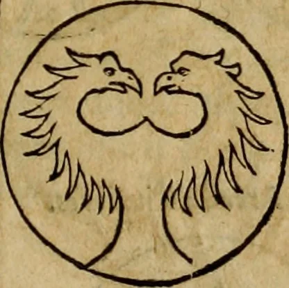 An illustration from Notitia vtraqve cvm orientis tvm occidentis vltra Arcadii Honoriiqve Cæsarvm tempora, illustre uetustatis monumentum, imò thesaurus prorsum incomparabilis : Præcedit aute D. Andreæ Alciati libellus, De magistratib. ciuilibusq; ac militaribus officijs, partim ex hac ipsa Notitia, partim aliunde desumptus : cvi succedit Descriptio urbis Romæ, quæ sub titulo Pub. Victoris circumfertur : & altera urbis Constantinopolitanæ incerto autore, nunquã antehac typis excusa, imperialium uidelicet ac primariaru sedium utriusq reipub : svbiungitur Notitiis uetustus liber De rebvs bellicis ad Theodosium Aug & filios eius Arcadium atq; Honorium, ut uidetur, scriptus incerto autore : item, ne quid de antiquo exemplari omitteretur, Disputatio Adriani Aug. & Epicteti philosophi, 1552, leaf 38