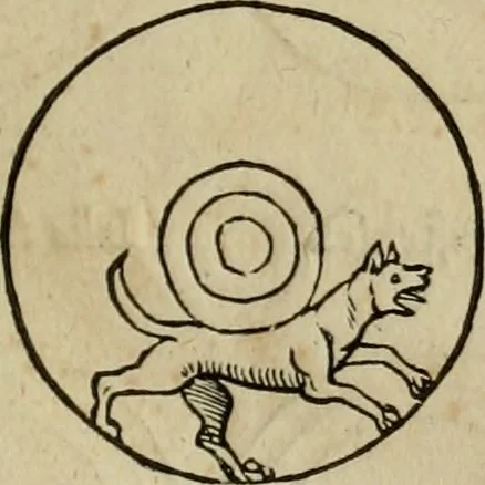 An illustration from Notitia vtraqve cvm orientis tvm occidentis vltra Arcadii Honoriiqve Cæsarvm tempora, illustre uetustatis monumentum, imò thesaurus prorsum incomparabilis : Præcedit aute D. Andreæ Alciati libellus, De magistratib. ciuilibusq; ac militaribus officijs, partim ex hac ipsa Notitia, partim aliunde desumptus : cvi succedit Descriptio urbis Romæ, quæ sub titulo Pub. Victoris circumfertur : & altera urbis Constantinopolitanæ incerto autore, nunquã antehac typis excusa, imperialium uidelicet ac primariaru sedium utriusq reipub : svbiungitur Notitiis uetustus liber De rebvs bellicis ad Theodosium Aug & filios eius Arcadium atq; Honorium, ut uidetur, scriptus incerto autore : item, ne quid de antiquo exemplari omitteretur, Disputatio Adriani Aug. & Epicteti philosophi, 1552, leaf 44