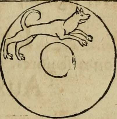 An illustration from Notitia vtraqve cvm orientis tvm occidentis vltra Arcadii Honoriiqve Cæsarvm tempora, illustre uetustatis monumentum, imò thesaurus prorsum incomparabilis : Præcedit aute D. Andreæ Alciati libellus, De magistratib. ciuilibusq; ac militaribus officijs, partim ex hac ipsa Notitia, partim aliunde desumptus : cvi succedit Descriptio urbis Romæ, quæ sub titulo Pub. Victoris circumfertur : & altera urbis Constantinopolitanæ incerto autore, nunquã antehac typis excusa, imperialium uidelicet ac primariaru sedium utriusq reipub : svbiungitur Notitiis uetustus liber De rebvs bellicis ad Theodosium Aug & filios eius Arcadium atq; Honorium, ut uidetur, scriptus incerto autore : item, ne quid de antiquo exemplari omitteretur, Disputatio Adriani Aug. & Epicteti philosophi, 1552, leaf 48
