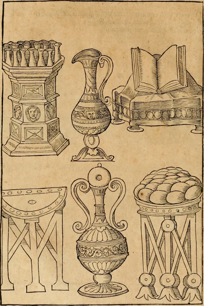 An illustration from Notitia vtraqve cvm orientis tvm occidentis vltra Arcadii Honoriiqve Cæsarvm tempora, illustre uetustatis monumentum, imò thesaurus prorsum incomparabilis : Præcedit aute D. Andreæ Alciati libellus, De magistratib. ciuilibusq; ac militaribus officijs, partim ex hac ipsa Notitia, partim aliunde desumptus : cvi succedit Descriptio urbis Romæ, quæ sub titulo Pub. Victoris circumfertur : & altera urbis Constantinopolitanæ incerto autore, nunquã antehac typis excusa, imperialium uidelicet ac primariaru sedium utriusq reipub : svbiungitur Notitiis uetustus liber De rebvs bellicis ad Theodosium Aug & filios eius Arcadium atq; Honorium, ut uidetur, scriptus incerto autore : item, ne quid de antiquo exemplari omitteretur, Disputatio Adriani Aug. & Epicteti philosophi, 1552, leaf 59