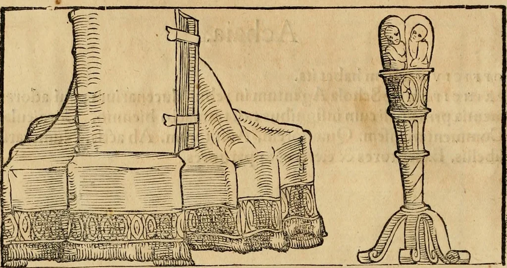An illustration from Notitia vtraqve cvm orientis tvm occidentis vltra Arcadii Honoriiqve Cæsarvm tempora, illustre uetustatis monumentum, imò thesaurus prorsum incomparabilis : Præcedit aute D. Andreæ Alciati libellus, De magistratib. ciuilibusq; ac militaribus officijs, partim ex hac ipsa Notitia, partim aliunde desumptus : cvi succedit Descriptio urbis Romæ, quæ sub titulo Pub. Victoris circumfertur : & altera urbis Constantinopolitanæ incerto autore, nunquã antehac typis excusa, imperialium uidelicet ac primariaru sedium utriusq reipub : svbiungitur Notitiis uetustus liber De rebvs bellicis ad Theodosium Aug & filios eius Arcadium atq; Honorium, ut uidetur, scriptus incerto autore : item, ne quid de antiquo exemplari omitteretur, Disputatio Adriani Aug. & Epicteti philosophi, 1552, leaf 69