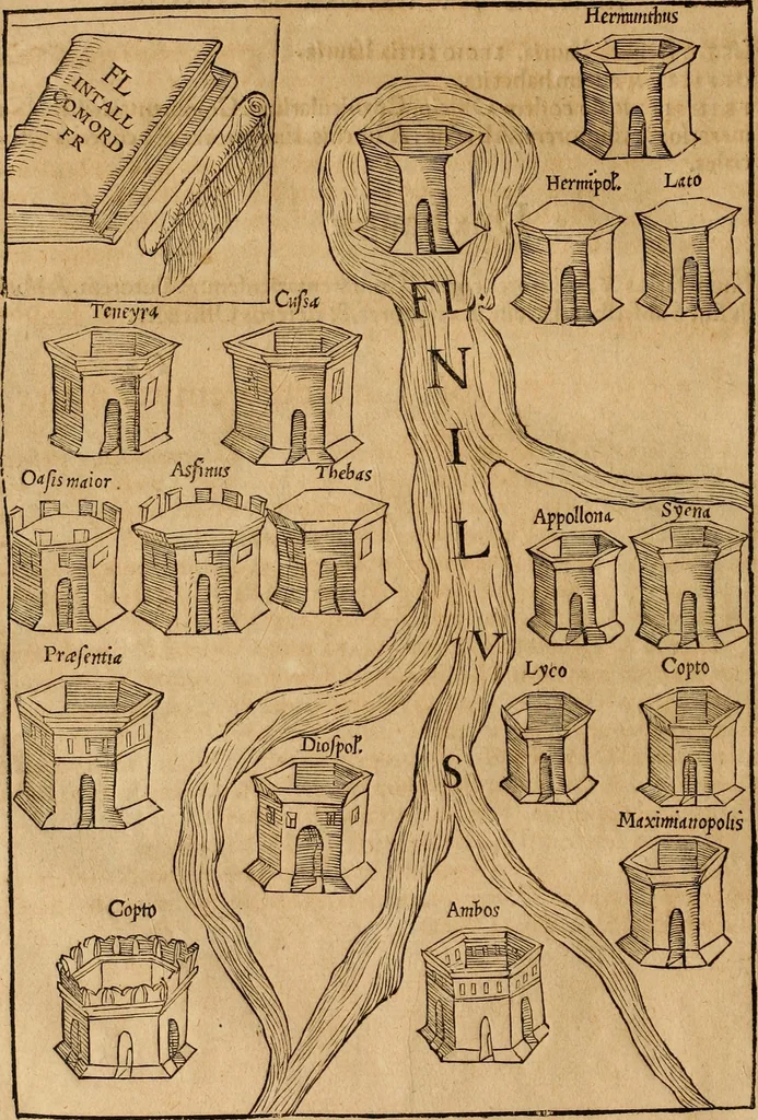 An illustration from Notitia vtraqve cvm orientis tvm occidentis vltra Arcadii Honoriiqve Cæsarvm tempora, illustre uetustatis monumentum, imò thesaurus prorsum incomparabilis : Præcedit aute D. Andreæ Alciati libellus, De magistratib. ciuilibusq; ac militaribus officijs, partim ex hac ipsa Notitia, partim aliunde desumptus : cvi succedit Descriptio urbis Romæ, quæ sub titulo Pub. Victoris circumfertur : & altera urbis Constantinopolitanæ incerto autore, nunquã antehac typis excusa, imperialium uidelicet ac primariaru sedium utriusq reipub : svbiungitur Notitiis uetustus liber De rebvs bellicis ad Theodosium Aug & filios eius Arcadium atq; Honorium, ut uidetur, scriptus incerto autore : item, ne quid de antiquo exemplari omitteretur, Disputatio Adriani Aug. & Epicteti philosophi, 1552, leaf 83