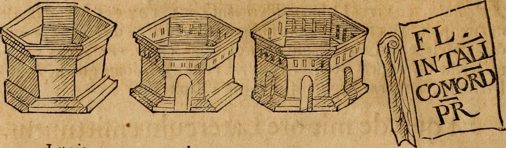An illustration from Notitia vtraqve cvm orientis tvm occidentis vltra Arcadii Honoriiqve Cæsarvm tempora, illustre uetustatis monumentum, imò thesaurus prorsum incomparabilis : Præcedit aute D. Andreæ Alciati libellus, De magistratib. ciuilibusq; ac militaribus officijs, partim ex hac ipsa Notitia, partim aliunde desumptus : cvi succedit Descriptio urbis Romæ, quæ sub titulo Pub. Victoris circumfertur : & altera urbis Constantinopolitanæ incerto autore, nunquã antehac typis excusa, imperialium uidelicet ac primariaru sedium utriusq reipub : svbiungitur Notitiis uetustus liber De rebvs bellicis ad Theodosium Aug & filios eius Arcadium atq; Honorium, ut uidetur, scriptus incerto autore : item, ne quid de antiquo exemplari omitteretur, Disputatio Adriani Aug. & Epicteti philosophi, 1552, leaf 89