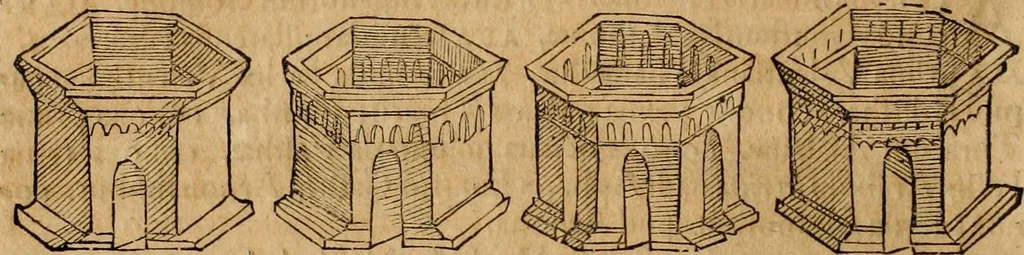 An illustration from Notitia vtraqve cvm orientis tvm occidentis vltra Arcadii Honoriiqve Cæsarvm tempora, illustre uetustatis monumentum, imò thesaurus prorsum incomparabilis : Præcedit aute D. Andreæ Alciati libellus, De magistratib. ciuilibusq; ac militaribus officijs, partim ex hac ipsa Notitia, partim aliunde desumptus : cvi succedit Descriptio urbis Romæ, quæ sub titulo Pub. Victoris circumfertur : & altera urbis Constantinopolitanæ incerto autore, nunquã antehac typis excusa, imperialium uidelicet ac primariaru sedium utriusq reipub : svbiungitur Notitiis uetustus liber De rebvs bellicis ad Theodosium Aug & filios eius Arcadium atq; Honorium, ut uidetur, scriptus incerto autore : item, ne quid de antiquo exemplari omitteretur, Disputatio Adriani Aug. & Epicteti philosophi, 1552, leaf 89