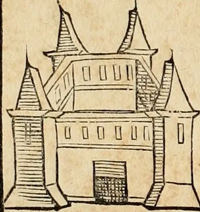 An illustration from Notitia vtraqve cvm orientis tvm occidentis vltra Arcadii Honoriiqve Cæsarvm tempora, illustre uetustatis monumentum, imò thesaurus prorsum incomparabilis : Præcedit aute D. Andreæ Alciati libellus, De magistratib. ciuilibusq; ac militaribus officijs, partim ex hac ipsa Notitia, partim aliunde desumptus : cvi succedit Descriptio urbis Romæ, quæ sub titulo Pub. Victoris circumfertur : & altera urbis Constantinopolitanæ incerto autore, nunquã antehac typis excusa, imperialium uidelicet ac primariaru sedium utriusq reipub : svbiungitur Notitiis uetustus liber De rebvs bellicis ad Theodosium Aug & filios eius Arcadium atq; Honorium, ut uidetur, scriptus incerto autore : item, ne quid de antiquo exemplari omitteretur, Disputatio Adriani Aug. & Epicteti philosophi, 1552, leaf 93