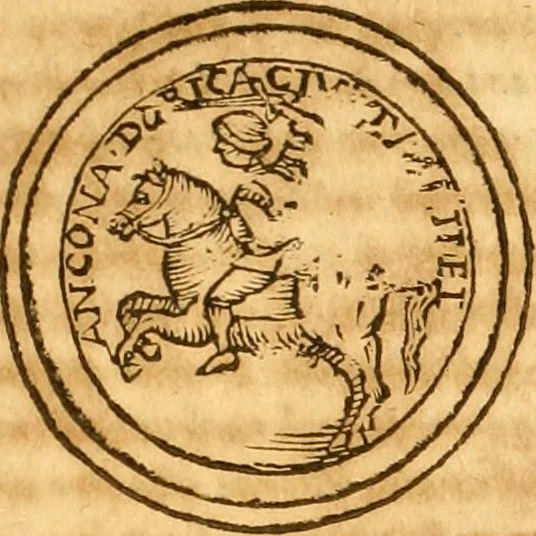 An illustration from Notitie historiche della citta d'Ancona : gia termine dell' antico regno d'Italia con diuersi auuenimenti nella Marca Anconitana, & in detto regno accaduti, 1675, leaf 128