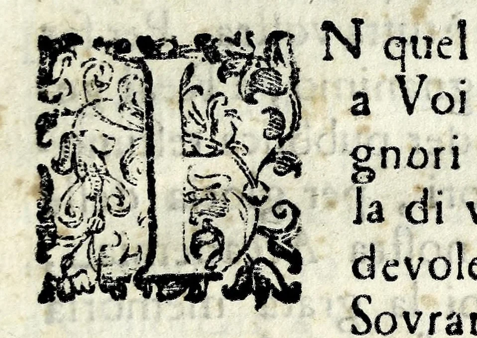 An illustration from Notizie letterarie, ed istoriche intorno agli uomini illustri dell'Accademia fiorentina, 1700, leaf 9