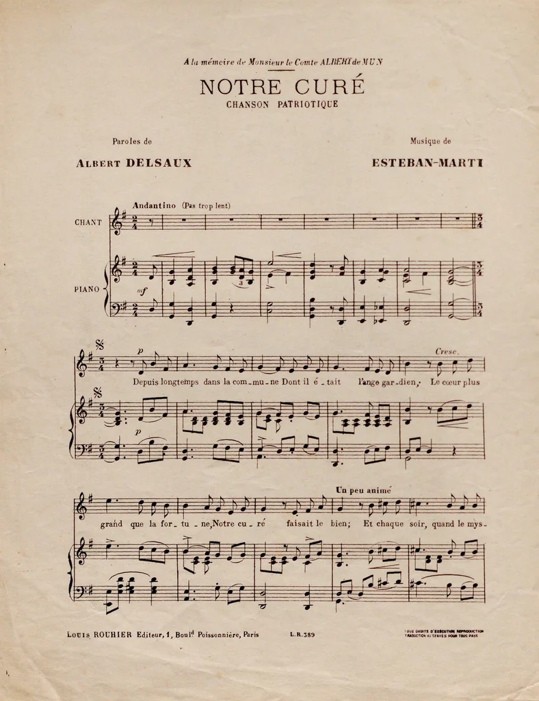 An illustration from Notre curé-- : romance patriotique, leaf 2