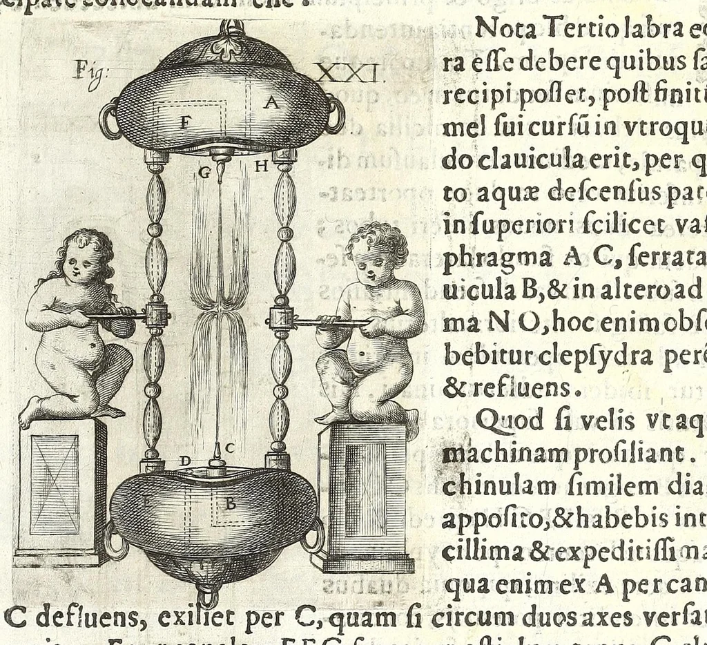 An illustration from Noua et amaenior de admirando fontium genio (ex abditas naturae claustris, in orbis lucem emanante) philosophia : perenne fluere iussa, 1659, leaf 89