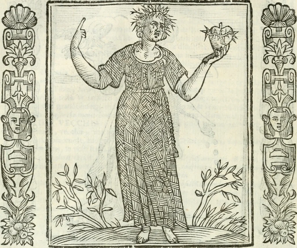 An illustration from Noua iconologia di Cesare Ripa perugino, caualier de SS. Mauritio & Lazzaro. Nella quale si descriuono diuerse imagini di virtù, vitij, affetti, passioni humane, arti, discipline, humori, elementi, corpi celesti, prouincie d'Italia, fiumi, tutte le parti del mondo, ed'altre infinite materie. Opera vtile ad oratori, predicatori, poeti, pittori, scultori, disegnatori, e ad'ogni studioso. Per inuentar concetti, emblemi, ed imprese, per diuisare qualsiuoglia apparato nuttiale, funerale, trionfale. Per rappresentar poemi drammatici, e per figurare co'suoi propij simboli ciò, che puo cadere in pensiero humano. Ampliata vltimamente dallo stesso auttore di trecento imagini, e arricchita di molti discorsi pieni di varia eruditione; con nuoui intagli, & con molti indici copiosi, 1618, leaf 139