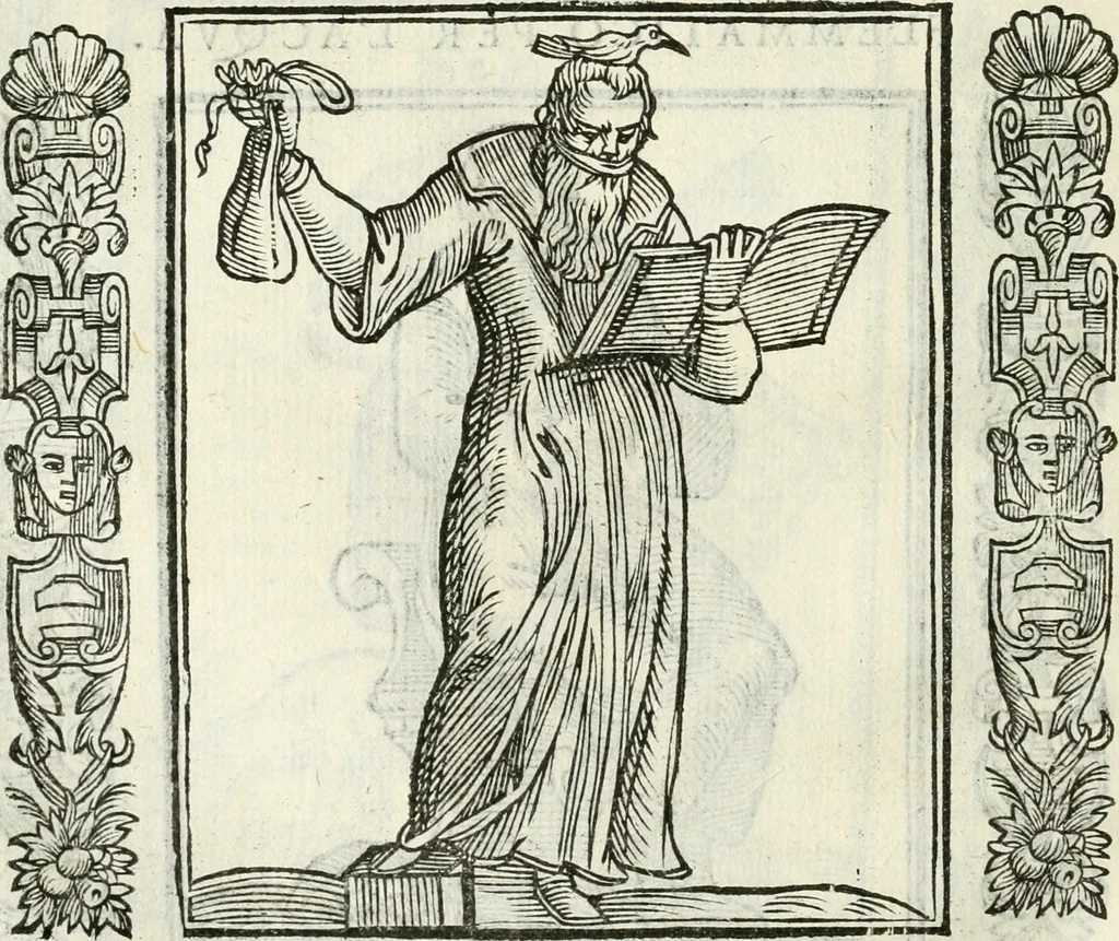 An illustration from Noua iconologia di Cesare Ripa perugino, caualier de SS. Mauritio & Lazzaro. Nella quale si descriuono diuerse imagini di virtù, vitij, affetti, passioni humane, arti, discipline, humori, elementi, corpi celesti, prouincie d'Italia, fiumi, tutte le parti del mondo, ed'altre infinite materie. Opera vtile ad oratori, predicatori, poeti, pittori, scultori, disegnatori, e ad'ogni studioso. Per inuentar concetti, emblemi, ed imprese, per diuisare qualsiuoglia apparato nuttiale, funerale, trionfale. Per rappresentar poemi drammatici, e per figurare co'suoi propij simboli ciò, che puo cadere in pensiero humano. Ampliata vltimamente dallo stesso auttore di trecento imagini, e arricchita di molti discorsi pieni di varia eruditione; con nuoui intagli, & con molti indici copiosi, 1618, leaf 143