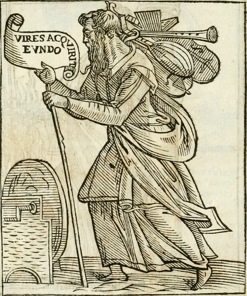 An illustration from Noua iconologia di Cesare Ripa perugino, caualier de SS. Mauritio & Lazzaro. Nella quale si descriuono diuerse imagini di virtù, vitij, affetti, passioni humane, arti, discipline, humori, elementi, corpi celesti, prouincie d'Italia, fiumi, tutte le parti del mondo, ed'altre infinite materie. Opera vtile ad oratori, predicatori, poeti, pittori, scultori, disegnatori, e ad'ogni studioso. Per inuentar concetti, emblemi, ed imprese, per diuisare qualsiuoglia apparato nuttiale, funerale, trionfale. Per rappresentar poemi drammatici, e per figurare co'suoi propij simboli ciò, che puo cadere in pensiero humano. Ampliata vltimamente dallo stesso auttore di trecento imagini, e arricchita di molti discorsi pieni di varia eruditione; con nuoui intagli, & con molti indici copiosi, 1618, leaf 157