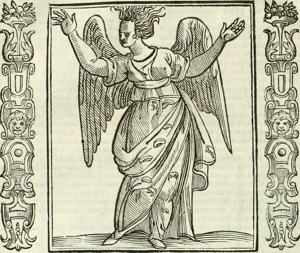 An illustration from Noua iconologia di Cesare Ripa perugino, caualier de SS. Mauritio & Lazzaro. Nella quale si descriuono diuerse imagini di virtù, vitij, affetti, passioni humane, arti, discipline, humori, elementi, corpi celesti, prouincie d'Italia, fiumi, tutte le parti del mondo, ed'altre infinite materie. Opera vtile ad oratori, predicatori, poeti, pittori, scultori, disegnatori, e ad'ogni studioso. Per inuentar concetti, emblemi, ed imprese, per diuisare qualsiuoglia apparato nuttiale, funerale, trionfale. Per rappresentar poemi drammatici, e per figurare co'suoi propij simboli ciò, che puo cadere in pensiero humano. Ampliata vltimamente dallo stesso auttore di trecento imagini, e arricchita di molti discorsi pieni di varia eruditione; con nuoui intagli, & con molti indici copiosi, 1618, leaf 169
