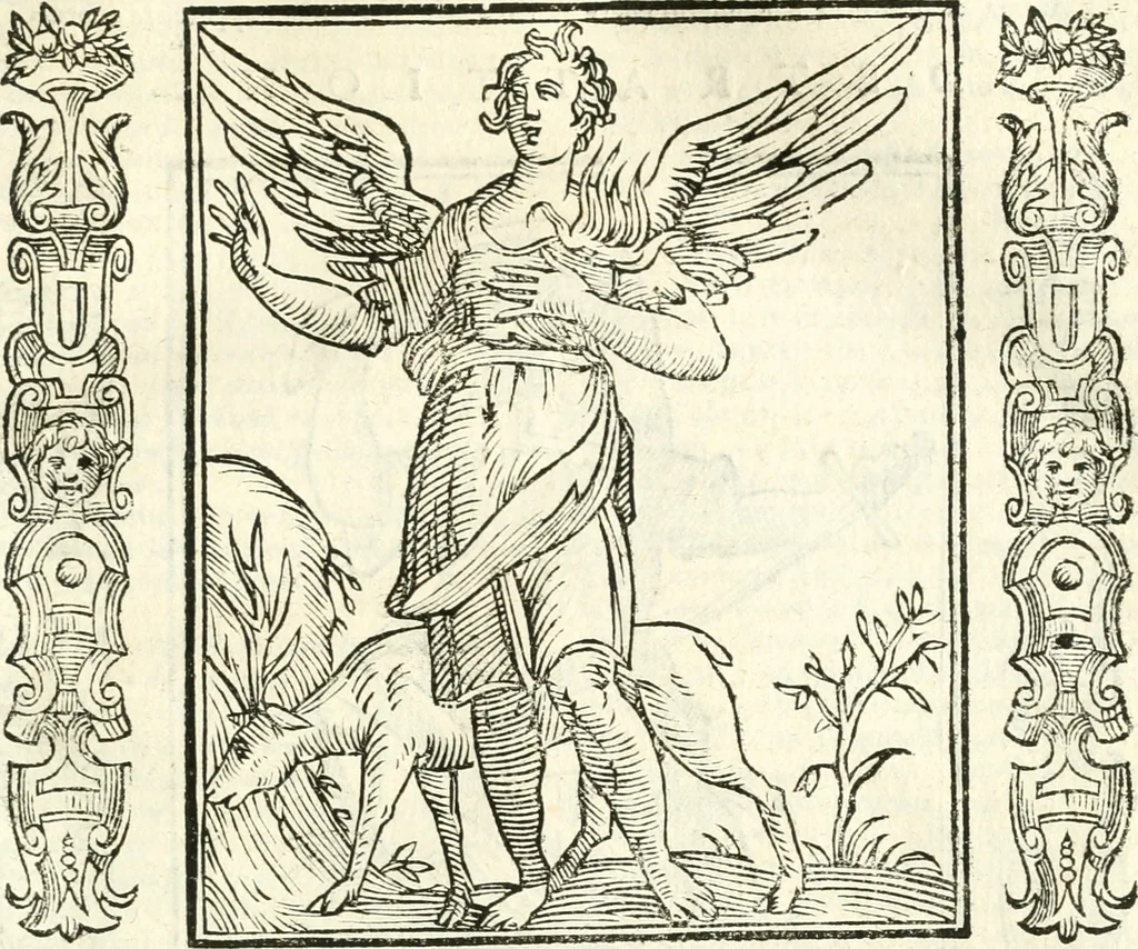 An illustration from Noua iconologia di Cesare Ripa perugino, caualier de SS. Mauritio & Lazzaro. Nella quale si descriuono diuerse imagini di virtù, vitij, affetti, passioni humane, arti, discipline, humori, elementi, corpi celesti, prouincie d'Italia, fiumi, tutte le parti del mondo, ed'altre infinite materie. Opera vtile ad oratori, predicatori, poeti, pittori, scultori, disegnatori, e ad'ogni studioso. Per inuentar concetti, emblemi, ed imprese, per diuisare qualsiuoglia apparato nuttiale, funerale, trionfale. Per rappresentar poemi drammatici, e per figurare co'suoi propij simboli ciò, che puo cadere in pensiero humano. Ampliata vltimamente dallo stesso auttore di trecento imagini, e arricchita di molti discorsi pieni di varia eruditione; con nuoui intagli, & con molti indici copiosi, 1618, leaf 184