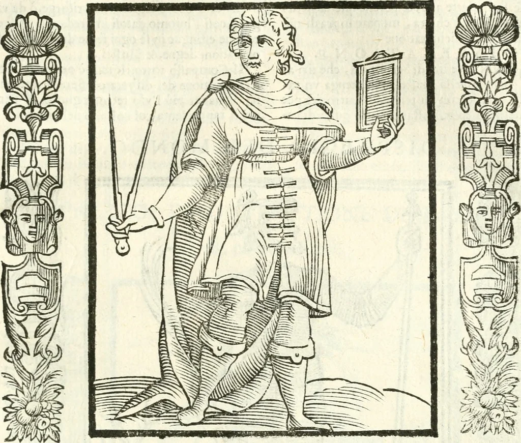 An illustration from Noua iconologia di Cesare Ripa perugino, caualier de SS. Mauritio & Lazzaro. Nella quale si descriuono diuerse imagini di virtù, vitij, affetti, passioni humane, arti, discipline, humori, elementi, corpi celesti, prouincie d'Italia, fiumi, tutte le parti del mondo, ed'altre infinite materie. Opera vtile ad oratori, predicatori, poeti, pittori, scultori, disegnatori, e ad'ogni studioso. Per inuentar concetti, emblemi, ed imprese, per diuisare qualsiuoglia apparato nuttiale, funerale, trionfale. Per rappresentar poemi drammatici, e per figurare co'suoi propij simboli ciò, che puo cadere in pensiero humano. Ampliata vltimamente dallo stesso auttore di trecento imagini, e arricchita di molti discorsi pieni di varia eruditione; con nuoui intagli, & con molti indici copiosi, 1618, leaf 194