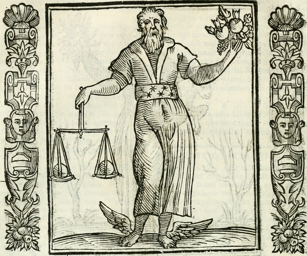 An illustration from Noua iconologia di Cesare Ripa perugino, caualier de SS. Mauritio & Lazzaro. Nella quale si descriuono diuerse imagini di virtù, vitij, affetti, passioni humane, arti, discipline, humori, elementi, corpi celesti, prouincie d'Italia, fiumi, tutte le parti del mondo, ed'altre infinite materie. Opera vtile ad oratori, predicatori, poeti, pittori, scultori, disegnatori, e ad'ogni studioso. Per inuentar concetti, emblemi, ed imprese, per diuisare qualsiuoglia apparato nuttiale, funerale, trionfale. Per rappresentar poemi drammatici, e per figurare co'suoi propij simboli ciò, che puo cadere in pensiero humano. Ampliata vltimamente dallo stesso auttore di trecento imagini, e arricchita di molti discorsi pieni di varia eruditione; con nuoui intagli, & con molti indici copiosi, 1618, leaf 215