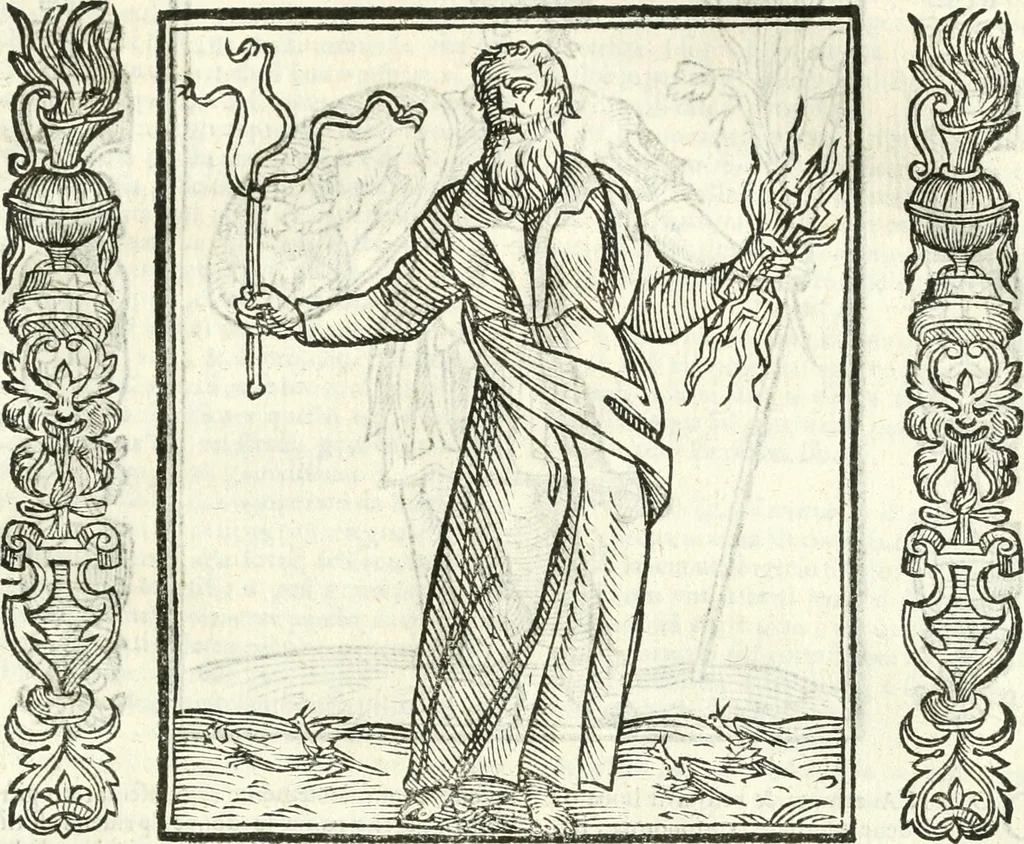 An illustration from Noua iconologia di Cesare Ripa perugino, caualier de SS. Mauritio & Lazzaro. Nella quale si descriuono diuerse imagini di virtù, vitij, affetti, passioni humane, arti, discipline, humori, elementi, corpi celesti, prouincie d'Italia, fiumi, tutte le parti del mondo, ed'altre infinite materie. Opera vtile ad oratori, predicatori, poeti, pittori, scultori, disegnatori, e ad'ogni studioso. Per inuentar concetti, emblemi, ed imprese, per diuisare qualsiuoglia apparato nuttiale, funerale, trionfale. Per rappresentar poemi drammatici, e per figurare co'suoi propij simboli ciò, che puo cadere in pensiero humano. Ampliata vltimamente dallo stesso auttore di trecento imagini, e arricchita di molti discorsi pieni di varia eruditione; con nuoui intagli, & con molti indici copiosi, 1618, leaf 252