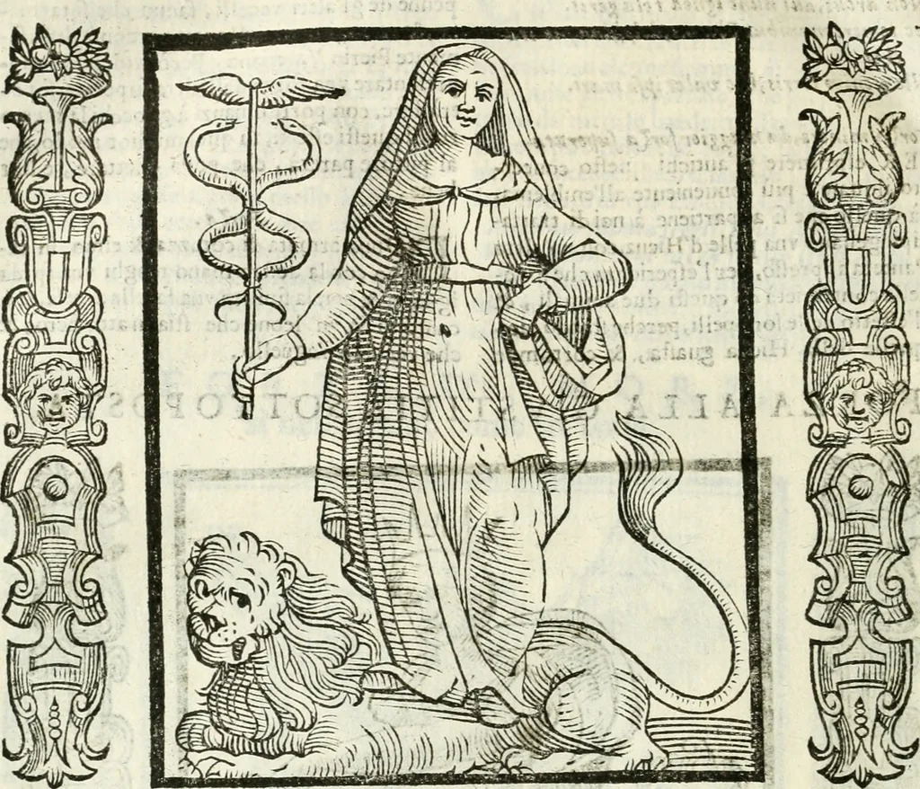An illustration from Noua iconologia di Cesare Ripa perugino, caualier de SS. Mauritio & Lazzaro. Nella quale si descriuono diuerse imagini di virtù, vitij, affetti, passioni humane, arti, discipline, humori, elementi, corpi celesti, prouincie d'Italia, fiumi, tutte le parti del mondo, ed'altre infinite materie. Opera vtile ad oratori, predicatori, poeti, pittori, scultori, disegnatori, e ad'ogni studioso. Per inuentar concetti, emblemi, ed imprese, per diuisare qualsiuoglia apparato nuttiale, funerale, trionfale. Per rappresentar poemi drammatici, e per figurare co'suoi propij simboli ciò, che puo cadere in pensiero humano. Ampliata vltimamente dallo stesso auttore di trecento imagini, e arricchita di molti discorsi pieni di varia eruditione; con nuoui intagli, & con molti indici copiosi, 1618, leaf 259
