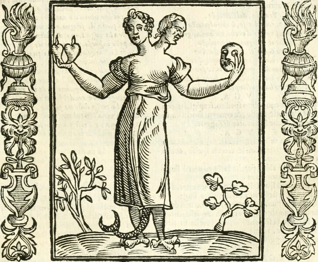 An illustration from Noua iconologia di Cesare Ripa perugino, caualier de SS. Mauritio & Lazzaro. Nella quale si descriuono diuerse imagini di virtù, vitij, affetti, passioni humane, arti, discipline, humori, elementi, corpi celesti, prouincie d'Italia, fiumi, tutte le parti del mondo, ed'altre infinite materie. Opera vtile ad oratori, predicatori, poeti, pittori, scultori, disegnatori, e ad'ogni studioso. Per inuentar concetti, emblemi, ed imprese, per diuisare qualsiuoglia apparato nuttiale, funerale, trionfale. Per rappresentar poemi drammatici, e per figurare co'suoi propij simboli ciò, che puo cadere in pensiero humano. Ampliata vltimamente dallo stesso auttore di trecento imagini, e arricchita di molti discorsi pieni di varia eruditione; con nuoui intagli, & con molti indici copiosi, 1618, leaf 260