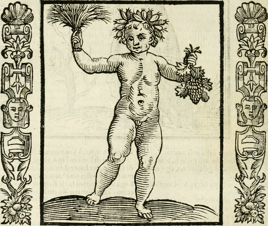 An illustration from Noua iconologia di Cesare Ripa perugino, caualier de SS. Mauritio & Lazzaro. Nella quale si descriuono diuerse imagini di virtù, vitij, affetti, passioni humane, arti, discipline, humori, elementi, corpi celesti, prouincie d'Italia, fiumi, tutte le parti del mondo, ed'altre infinite materie. Opera vtile ad oratori, predicatori, poeti, pittori, scultori, disegnatori, e ad'ogni studioso. Per inuentar concetti, emblemi, ed imprese, per diuisare qualsiuoglia apparato nuttiale, funerale, trionfale. Per rappresentar poemi drammatici, e per figurare co'suoi propij simboli ciò, che puo cadere in pensiero humano. Ampliata vltimamente dallo stesso auttore di trecento imagini, e arricchita di molti discorsi pieni di varia eruditione; con nuoui intagli, & con molti indici copiosi, 1618, leaf 267
