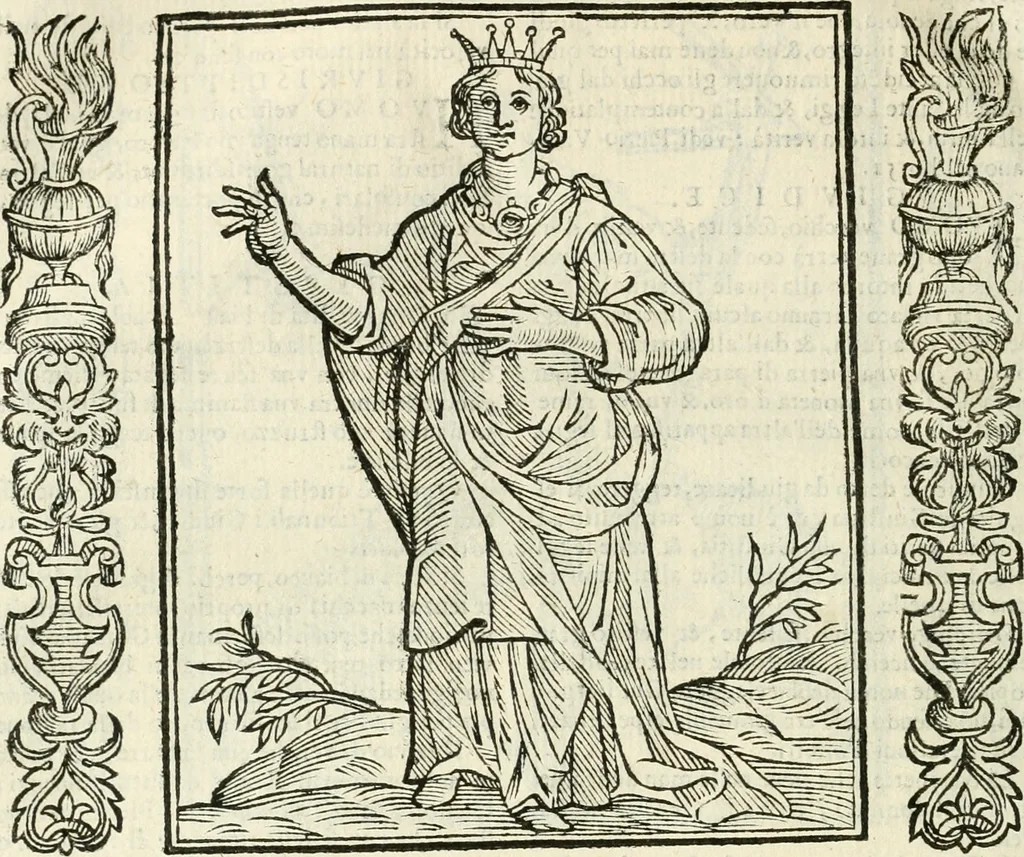 An illustration from Noua iconologia di Cesare Ripa perugino, caualier de SS. Mauritio & Lazzaro. Nella quale si descriuono diuerse imagini di virtù, vitij, affetti, passioni humane, arti, discipline, humori, elementi, corpi celesti, prouincie d'Italia, fiumi, tutte le parti del mondo, ed'altre infinite materie. Opera vtile ad oratori, predicatori, poeti, pittori, scultori, disegnatori, e ad'ogni studioso. Per inuentar concetti, emblemi, ed imprese, per diuisare qualsiuoglia apparato nuttiale, funerale, trionfale. Per rappresentar poemi drammatici, e per figurare co'suoi propij simboli ciò, che puo cadere in pensiero humano. Ampliata vltimamente dallo stesso auttore di trecento imagini, e arricchita di molti discorsi pieni di varia eruditione; con nuoui intagli, & con molti indici copiosi, 1618, leaf 273