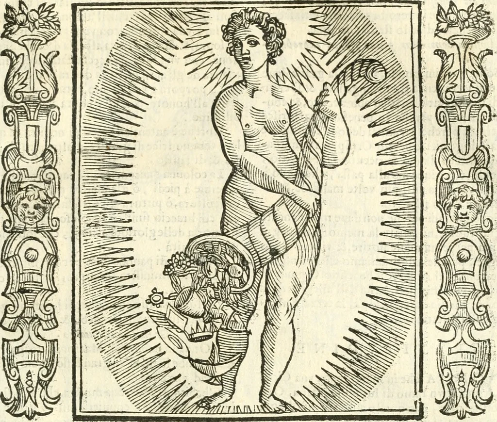 An illustration from Noua iconologia di Cesare Ripa perugino, caualier de SS. Mauritio & Lazzaro. Nella quale si descriuono diuerse imagini di virtù, vitij, affetti, passioni humane, arti, discipline, humori, elementi, corpi celesti, prouincie d'Italia, fiumi, tutte le parti del mondo, ed'altre infinite materie. Opera vtile ad oratori, predicatori, poeti, pittori, scultori, disegnatori, e ad'ogni studioso. Per inuentar concetti, emblemi, ed imprese, per diuisare qualsiuoglia apparato nuttiale, funerale, trionfale. Per rappresentar poemi drammatici, e per figurare co'suoi propij simboli ciò, che puo cadere in pensiero humano. Ampliata vltimamente dallo stesso auttore di trecento imagini, e arricchita di molti discorsi pieni di varia eruditione; con nuoui intagli, & con molti indici copiosi, 1618, leaf 280