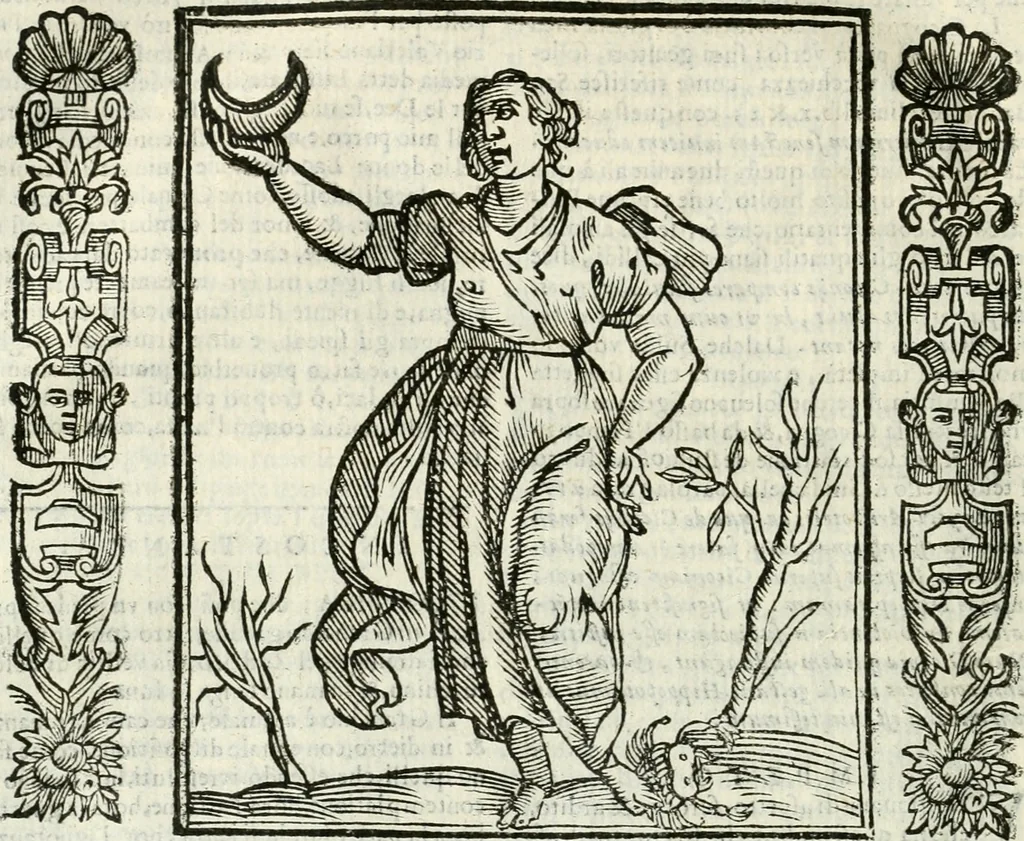 An illustration from Noua iconologia di Cesare Ripa perugino, caualier de SS. Mauritio & Lazzaro. Nella quale si descriuono diuerse imagini di virtù, vitij, affetti, passioni humane, arti, discipline, humori, elementi, corpi celesti, prouincie d'Italia, fiumi, tutte le parti del mondo, ed'altre infinite materie. Opera vtile ad oratori, predicatori, poeti, pittori, scultori, disegnatori, e ad'ogni studioso. Per inuentar concetti, emblemi, ed imprese, per diuisare qualsiuoglia apparato nuttiale, funerale, trionfale. Per rappresentar poemi drammatici, e per figurare co'suoi propij simboli ciò, che puo cadere in pensiero humano. Ampliata vltimamente dallo stesso auttore di trecento imagini, e arricchita di molti discorsi pieni di varia eruditione; con nuoui intagli, & con molti indici copiosi, 1618, leaf 303