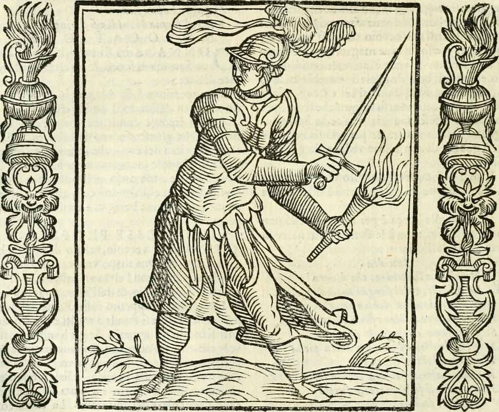 An illustration from Noua iconologia di Cesare Ripa perugino, caualier de SS. Mauritio & Lazzaro. Nella quale si descriuono diuerse imagini di virtù, vitij, affetti, passioni humane, arti, discipline, humori, elementi, corpi celesti, prouincie d'Italia, fiumi, tutte le parti del mondo, ed'altre infinite materie. Opera vtile ad oratori, predicatori, poeti, pittori, scultori, disegnatori, e ad'ogni studioso. Per inuentar concetti, emblemi, ed imprese, per diuisare qualsiuoglia apparato nuttiale, funerale, trionfale. Per rappresentar poemi drammatici, e per figurare co'suoi propij simboli ciò, che puo cadere in pensiero humano. Ampliata vltimamente dallo stesso auttore di trecento imagini, e arricchita di molti discorsi pieni di varia eruditione; con nuoui intagli, & con molti indici copiosi, 1618, leaf 321