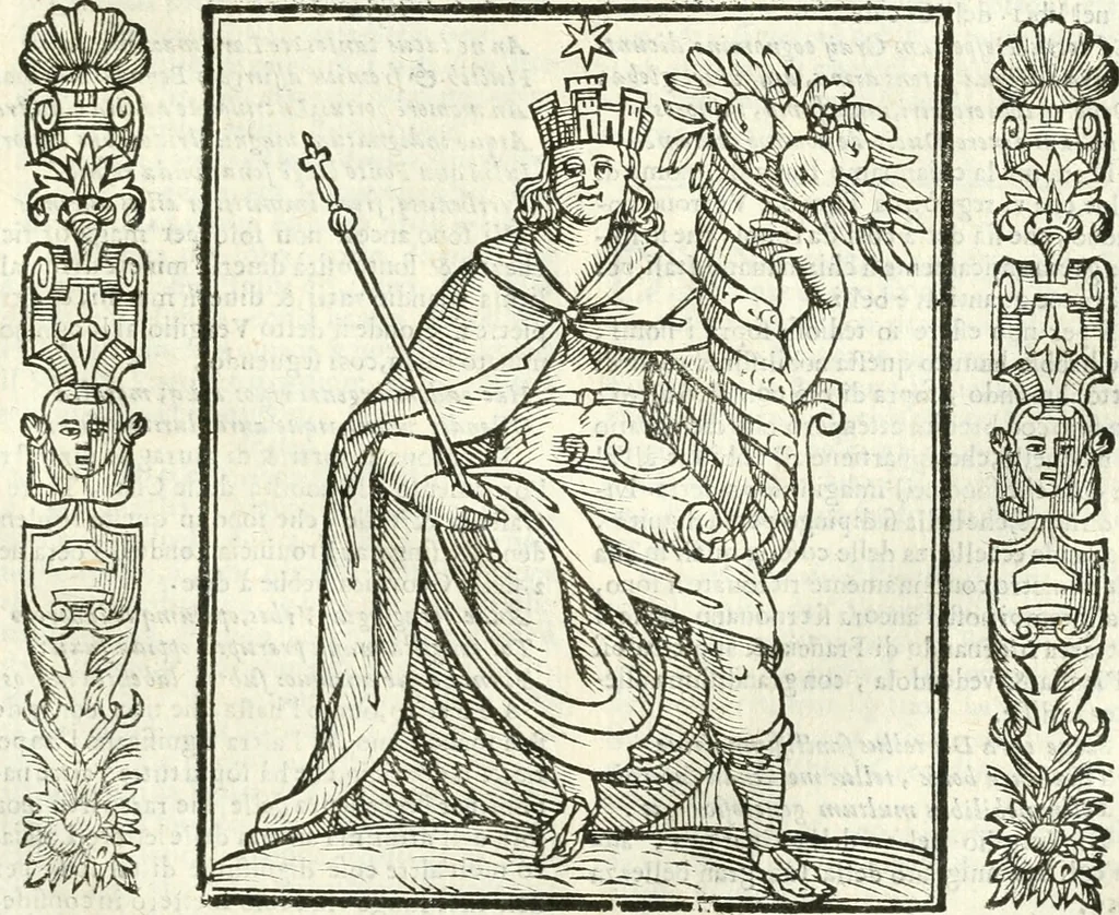 An illustration from Noua iconologia di Cesare Ripa perugino, caualier de SS. Mauritio & Lazzaro. Nella quale si descriuono diuerse imagini di virtù, vitij, affetti, passioni humane, arti, discipline, humori, elementi, corpi celesti, prouincie d'Italia, fiumi, tutte le parti del mondo, ed'altre infinite materie. Opera vtile ad oratori, predicatori, poeti, pittori, scultori, disegnatori, e ad'ogni studioso. Per inuentar concetti, emblemi, ed imprese, per diuisare qualsiuoglia apparato nuttiale, funerale, trionfale. Per rappresentar poemi drammatici, e per figurare co'suoi propij simboli ciò, che puo cadere in pensiero humano. Ampliata vltimamente dallo stesso auttore di trecento imagini, e arricchita di molti discorsi pieni di varia eruditione; con nuoui intagli, & con molti indici copiosi, 1618, leaf 324