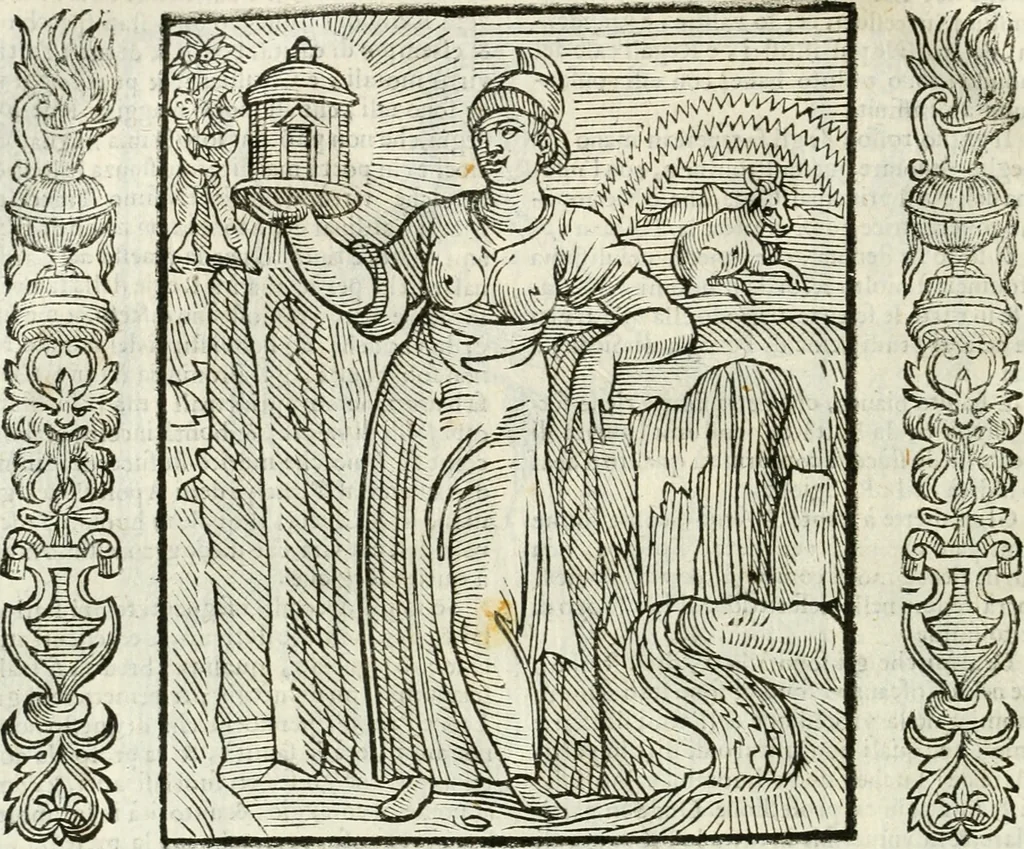 An illustration from Noua iconologia di Cesare Ripa perugino, caualier de SS. Mauritio & Lazzaro. Nella quale si descriuono diuerse imagini di virtù, vitij, affetti, passioni humane, arti, discipline, humori, elementi, corpi celesti, prouincie d'Italia, fiumi, tutte le parti del mondo, ed'altre infinite materie. Opera vtile ad oratori, predicatori, poeti, pittori, scultori, disegnatori, e ad'ogni studioso. Per inuentar concetti, emblemi, ed imprese, per diuisare qualsiuoglia apparato nuttiale, funerale, trionfale. Per rappresentar poemi drammatici, e per figurare co'suoi propij simboli ciò, che puo cadere in pensiero humano. Ampliata vltimamente dallo stesso auttore di trecento imagini, e arricchita di molti discorsi pieni di varia eruditione; con nuoui intagli, & con molti indici copiosi, 1618, leaf 331