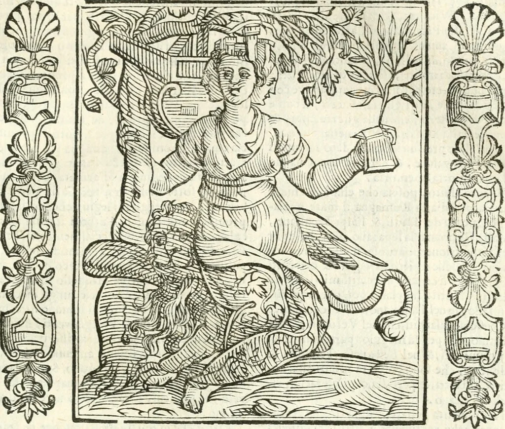 An illustration from Noua iconologia di Cesare Ripa perugino, caualier de SS. Mauritio & Lazzaro. Nella quale si descriuono diuerse imagini di virtù, vitij, affetti, passioni humane, arti, discipline, humori, elementi, corpi celesti, prouincie d'Italia, fiumi, tutte le parti del mondo, ed'altre infinite materie. Opera vtile ad oratori, predicatori, poeti, pittori, scultori, disegnatori, e ad'ogni studioso. Per inuentar concetti, emblemi, ed imprese, per diuisare qualsiuoglia apparato nuttiale, funerale, trionfale. Per rappresentar poemi drammatici, e per figurare co'suoi propij simboli ciò, che puo cadere in pensiero humano. Ampliata vltimamente dallo stesso auttore di trecento imagini, e arricchita di molti discorsi pieni di varia eruditione; con nuoui intagli, & con molti indici copiosi, 1618, leaf 346