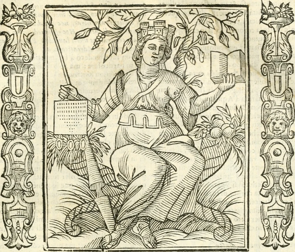 An illustration from Noua iconologia di Cesare Ripa perugino, caualier de SS. Mauritio & Lazzaro. Nella quale si descriuono diuerse imagini di virtù, vitij, affetti, passioni humane, arti, discipline, humori, elementi, corpi celesti, prouincie d'Italia, fiumi, tutte le parti del mondo, ed'altre infinite materie. Opera vtile ad oratori, predicatori, poeti, pittori, scultori, disegnatori, e ad'ogni studioso. Per inuentar concetti, emblemi, ed imprese, per diuisare qualsiuoglia apparato nuttiale, funerale, trionfale. Per rappresentar poemi drammatici, e per figurare co'suoi propij simboli ciò, che puo cadere in pensiero humano. Ampliata vltimamente dallo stesso auttore di trecento imagini, e arricchita di molti discorsi pieni di varia eruditione; con nuoui intagli, & con molti indici copiosi, 1618, leaf 348