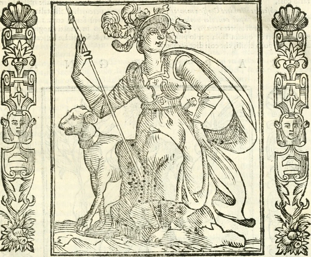 An illustration from Noua iconologia di Cesare Ripa perugino, caualier de SS. Mauritio & Lazzaro. Nella quale si descriuono diuerse imagini di virtù, vitij, affetti, passioni humane, arti, discipline, humori, elementi, corpi celesti, prouincie d'Italia, fiumi, tutte le parti del mondo, ed'altre infinite materie. Opera vtile ad oratori, predicatori, poeti, pittori, scultori, disegnatori, e ad'ogni studioso. Per inuentar concetti, emblemi, ed imprese, per diuisare qualsiuoglia apparato nuttiale, funerale, trionfale. Per rappresentar poemi drammatici, e per figurare co'suoi propij simboli ciò, che puo cadere in pensiero humano. Ampliata vltimamente dallo stesso auttore di trecento imagini, e arricchita di molti discorsi pieni di varia eruditione; con nuoui intagli, & con molti indici copiosi, 1618, leaf 350