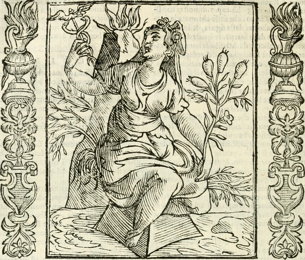 An illustration from Noua iconologia di Cesare Ripa perugino, caualier de SS. Mauritio & Lazzaro. Nella quale si descriuono diuerse imagini di virtù, vitij, affetti, passioni humane, arti, discipline, humori, elementi, corpi celesti, prouincie d'Italia, fiumi, tutte le parti del mondo, ed'altre infinite materie. Opera vtile ad oratori, predicatori, poeti, pittori, scultori, disegnatori, e ad'ogni studioso. Per inuentar concetti, emblemi, ed imprese, per diuisare qualsiuoglia apparato nuttiale, funerale, trionfale. Per rappresentar poemi drammatici, e per figurare co'suoi propij simboli ciò, che puo cadere in pensiero humano. Ampliata vltimamente dallo stesso auttore di trecento imagini, e arricchita di molti discorsi pieni di varia eruditione; con nuoui intagli, & con molti indici copiosi, 1618, leaf 353