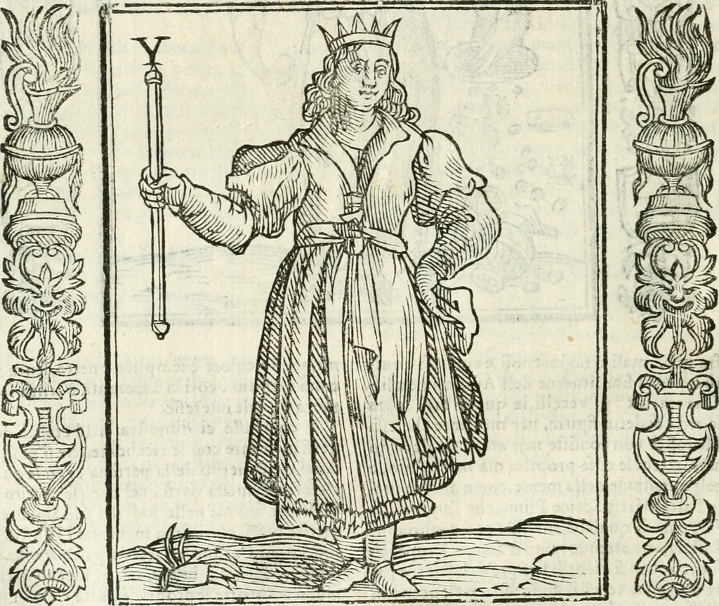 An illustration from Noua iconologia di Cesare Ripa perugino, caualier de SS. Mauritio & Lazzaro. Nella quale si descriuono diuerse imagini di virtù, vitij, affetti, passioni humane, arti, discipline, humori, elementi, corpi celesti, prouincie d'Italia, fiumi, tutte le parti del mondo, ed'altre infinite materie. Opera vtile ad oratori, predicatori, poeti, pittori, scultori, disegnatori, e ad'ogni studioso. Per inuentar concetti, emblemi, ed imprese, per diuisare qualsiuoglia apparato nuttiale, funerale, trionfale. Per rappresentar poemi drammatici, e per figurare co'suoi propij simboli ciò, che puo cadere in pensiero humano. Ampliata vltimamente dallo stesso auttore di trecento imagini, e arricchita di molti discorsi pieni di varia eruditione; con nuoui intagli, & con molti indici copiosi, 1618, leaf 361