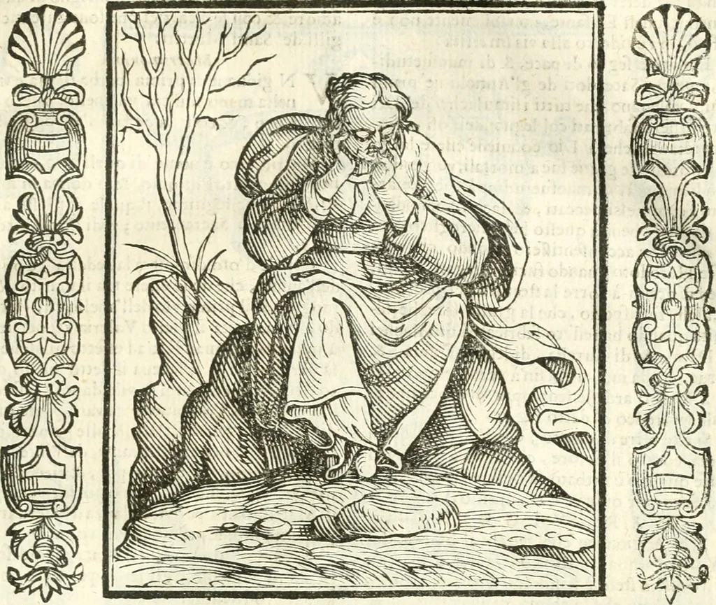 An illustration from Noua iconologia di Cesare Ripa perugino, caualier de SS. Mauritio & Lazzaro. Nella quale si descriuono diuerse imagini di virtù, vitij, affetti, passioni humane, arti, discipline, humori, elementi, corpi celesti, prouincie d'Italia, fiumi, tutte le parti del mondo, ed'altre infinite materie. Opera vtile ad oratori, predicatori, poeti, pittori, scultori, disegnatori, e ad'ogni studioso. Per inuentar concetti, emblemi, ed imprese, per diuisare qualsiuoglia apparato nuttiale, funerale, trionfale. Per rappresentar poemi drammatici, e per figurare co'suoi propij simboli ciò, che puo cadere in pensiero humano. Ampliata vltimamente dallo stesso auttore di trecento imagini, e arricchita di molti discorsi pieni di varia eruditione; con nuoui intagli, & con molti indici copiosi, 1618, leaf 370