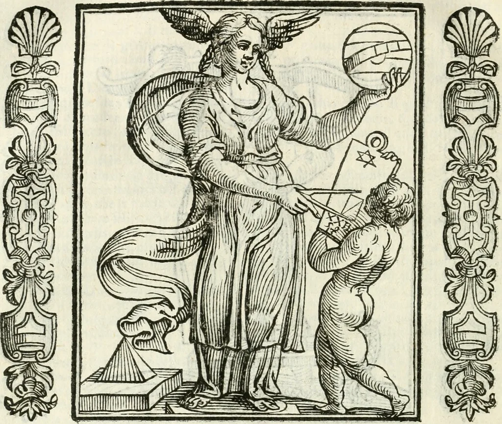 An illustration from Noua iconologia di Cesare Ripa perugino, caualier de SS. Mauritio & Lazzaro. Nella quale si descriuono diuerse imagini di virtù, vitij, affetti, passioni humane, arti, discipline, humori, elementi, corpi celesti, prouincie d'Italia, fiumi, tutte le parti del mondo, ed'altre infinite materie. Opera vtile ad oratori, predicatori, poeti, pittori, scultori, disegnatori, e ad'ogni studioso. Per inuentar concetti, emblemi, ed imprese, per diuisare qualsiuoglia apparato nuttiale, funerale, trionfale. Per rappresentar poemi drammatici, e per figurare co'suoi propij simboli ciò, che puo cadere in pensiero humano. Ampliata vltimamente dallo stesso auttore di trecento imagini, e arricchita di molti discorsi pieni di varia eruditione; con nuoui intagli, & con molti indici copiosi, 1618, leaf 373