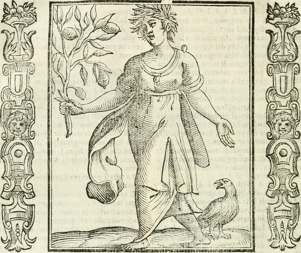 An illustration from Noua iconologia di Cesare Ripa perugino, caualier de SS. Mauritio & Lazzaro. Nella quale si descriuono diuerse imagini di virtù, vitij, affetti, passioni humane, arti, discipline, humori, elementi, corpi celesti, prouincie d'Italia, fiumi, tutte le parti del mondo, ed'altre infinite materie. Opera vtile ad oratori, predicatori, poeti, pittori, scultori, disegnatori, e ad'ogni studioso. Per inuentar concetti, emblemi, ed imprese, per diuisare qualsiuoglia apparato nuttiale, funerale, trionfale. Per rappresentar poemi drammatici, e per figurare co'suoi propij simboli ciò, che puo cadere in pensiero humano. Ampliata vltimamente dallo stesso auttore di trecento imagini, e arricchita di molti discorsi pieni di varia eruditione; con nuoui intagli, & con molti indici copiosi, 1618, leaf 389
