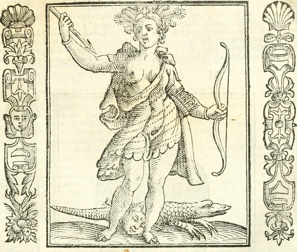An illustration from Noua iconologia di Cesare Ripa perugino, caualier de SS. Mauritio & Lazzaro. Nella quale si descriuono diuerse imagini di virtù, vitij, affetti, passioni humane, arti, discipline, humori, elementi, corpi celesti, prouincie d'Italia, fiumi, tutte le parti del mondo, ed'altre infinite materie. Opera vtile ad oratori, predicatori, poeti, pittori, scultori, disegnatori, e ad'ogni studioso. Per inuentar concetti, emblemi, ed imprese, per diuisare qualsiuoglia apparato nuttiale, funerale, trionfale. Per rappresentar poemi drammatici, e per figurare co'suoi propij simboli ciò, che puo cadere in pensiero humano. Ampliata vltimamente dallo stesso auttore di trecento imagini, e arricchita di molti discorsi pieni di varia eruditione; con nuoui intagli, & con molti indici copiosi, 1618, leaf 404