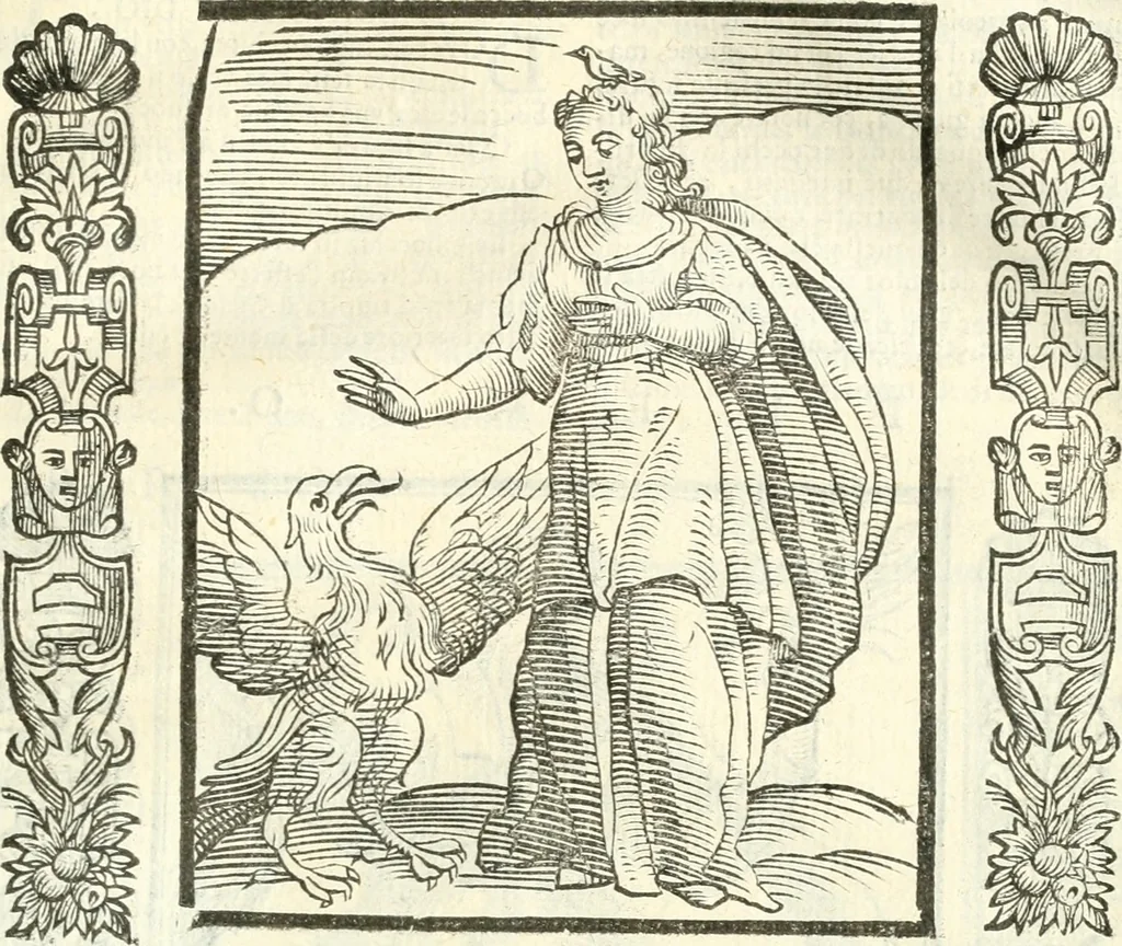 An illustration from Noua iconologia di Cesare Ripa perugino, caualier de SS. Mauritio & Lazzaro. Nella quale si descriuono diuerse imagini di virtù, vitij, affetti, passioni humane, arti, discipline, humori, elementi, corpi celesti, prouincie d'Italia, fiumi, tutte le parti del mondo, ed'altre infinite materie. Opera vtile ad oratori, predicatori, poeti, pittori, scultori, disegnatori, e ad'ogni studioso. Per inuentar concetti, emblemi, ed imprese, per diuisare qualsiuoglia apparato nuttiale, funerale, trionfale. Per rappresentar poemi drammatici, e per figurare co'suoi propij simboli ciò, che puo cadere in pensiero humano. Ampliata vltimamente dallo stesso auttore di trecento imagini, e arricchita di molti discorsi pieni di varia eruditione; con nuoui intagli, & con molti indici copiosi, 1618, leaf 472