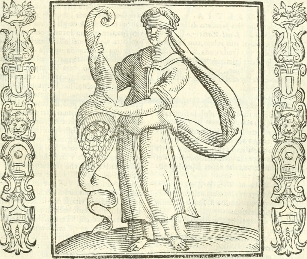 An illustration from Noua iconologia di Cesare Ripa perugino, caualier de SS. Mauritio & Lazzaro. Nella quale si descriuono diuerse imagini di virtù, vitij, affetti, passioni humane, arti, discipline, humori, elementi, corpi celesti, prouincie d'Italia, fiumi, tutte le parti del mondo, ed'altre infinite materie. Opera vtile ad oratori, predicatori, poeti, pittori, scultori, disegnatori, e ad'ogni studioso. Per inuentar concetti, emblemi, ed imprese, per diuisare qualsiuoglia apparato nuttiale, funerale, trionfale. Per rappresentar poemi drammatici, e per figurare co'suoi propij simboli ciò, che puo cadere in pensiero humano. Ampliata vltimamente dallo stesso auttore di trecento imagini, e arricchita di molti discorsi pieni di varia eruditione; con nuoui intagli, & con molti indici copiosi, 1618, leaf 474