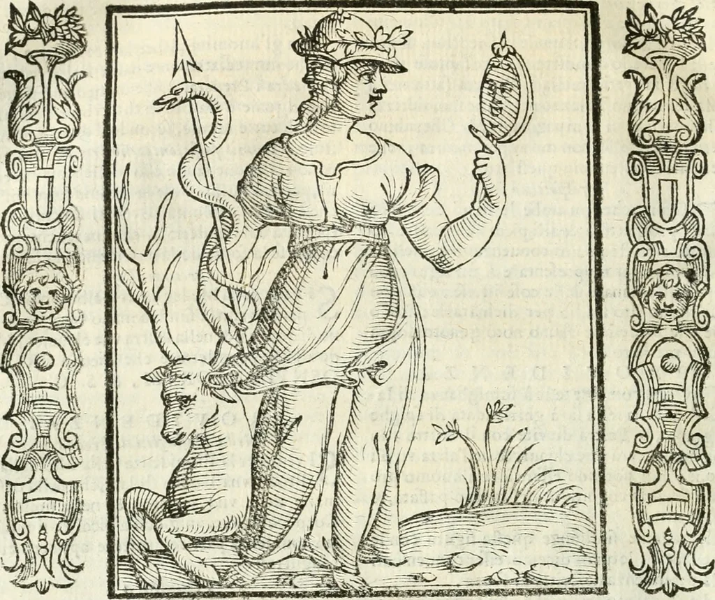 An illustration from Noua iconologia di Cesare Ripa perugino, caualier de SS. Mauritio & Lazzaro. Nella quale si descriuono diuerse imagini di virtù, vitij, affetti, passioni humane, arti, discipline, humori, elementi, corpi celesti, prouincie d'Italia, fiumi, tutte le parti del mondo, ed'altre infinite materie. Opera vtile ad oratori, predicatori, poeti, pittori, scultori, disegnatori, e ad'ogni studioso. Per inuentar concetti, emblemi, ed imprese, per diuisare qualsiuoglia apparato nuttiale, funerale, trionfale. Per rappresentar poemi drammatici, e per figurare co'suoi propij simboli ciò, che puo cadere in pensiero humano. Ampliata vltimamente dallo stesso auttore di trecento imagini, e arricchita di molti discorsi pieni di varia eruditione; con nuoui intagli, & con molti indici copiosi, 1618, leaf 479