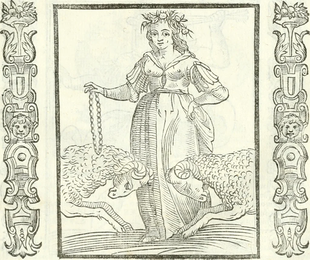 An illustration from Noua iconologia di Cesare Ripa perugino, caualier de SS. Mauritio & Lazzaro. Nella quale si descriuono diuerse imagini di virtù, vitij, affetti, passioni humane, arti, discipline, humori, elementi, corpi celesti, prouincie d'Italia, fiumi, tutte le parti del mondo, ed'altre infinite materie. Opera vtile ad oratori, predicatori, poeti, pittori, scultori, disegnatori, e ad'ogni studioso. Per inuentar concetti, emblemi, ed imprese, per diuisare qualsiuoglia apparato nuttiale, funerale, trionfale. Per rappresentar poemi drammatici, e per figurare co'suoi propij simboli ciò, che puo cadere in pensiero humano. Ampliata vltimamente dallo stesso auttore di trecento imagini, e arricchita di molti discorsi pieni di varia eruditione; con nuoui intagli, & con molti indici copiosi, 1618, leaf 500