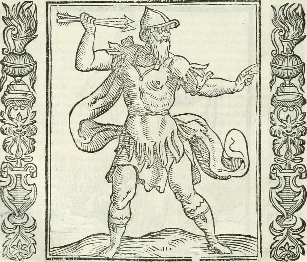 An illustration from Noua iconologia di Cesare Ripa perugino, caualier de SS. Mauritio & Lazzaro. Nella quale si descriuono diuerse imagini di virtù, vitij, affetti, passioni humane, arti, discipline, humori, elementi, corpi celesti, prouincie d'Italia, fiumi, tutte le parti del mondo, ed'altre infinite materie. Opera vtile ad oratori, predicatori, poeti, pittori, scultori, disegnatori, e ad'ogni studioso. Per inuentar concetti, emblemi, ed imprese, per diuisare qualsiuoglia apparato nuttiale, funerale, trionfale. Per rappresentar poemi drammatici, e per figurare co'suoi propij simboli ciò, che puo cadere in pensiero humano. Ampliata vltimamente dallo stesso auttore di trecento imagini, e arricchita di molti discorsi pieni di varia eruditione; con nuoui intagli, & con molti indici copiosi, 1618, leaf 501