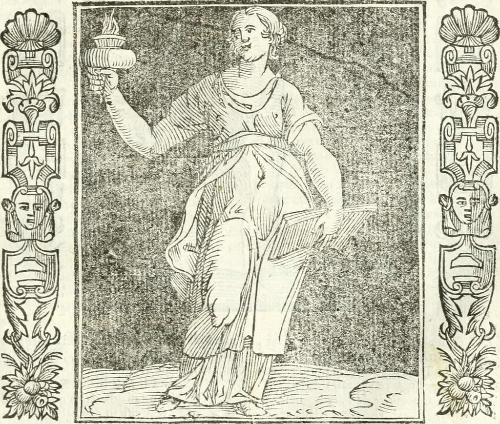 An illustration from Noua iconologia di Cesare Ripa perugino, caualier de SS. Mauritio & Lazzaro. Nella quale si descriuono diuerse imagini di virtù, vitij, affetti, passioni humane, arti, discipline, humori, elementi, corpi celesti, prouincie d'Italia, fiumi, tutte le parti del mondo, ed'altre infinite materie. Opera vtile ad oratori, predicatori, poeti, pittori, scultori, disegnatori, e ad'ogni studioso. Per inuentar concetti, emblemi, ed imprese, per diuisare qualsiuoglia apparato nuttiale, funerale, trionfale. Per rappresentar poemi drammatici, e per figurare co'suoi propij simboli ciò, che puo cadere in pensiero humano. Ampliata vltimamente dallo stesso auttore di trecento imagini, e arricchita di molti discorsi pieni di varia eruditione; con nuoui intagli, & con molti indici copiosi, 1618, leaf 506