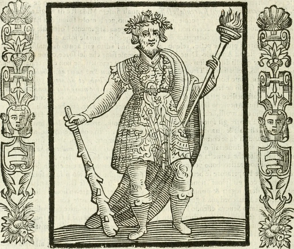 An illustration from Noua iconologia di Cesare Ripa perugino, caualier de SS. Mauritio & Lazzaro. Nella quale si descriuono diuerse imagini di virtù, vitij, affetti, passioni humane, arti, discipline, humori, elementi, corpi celesti, prouincie d'Italia, fiumi, tutte le parti del mondo, ed'altre infinite materie. Opera vtile ad oratori, predicatori, poeti, pittori, scultori, disegnatori, e ad'ogni studioso. Per inuentar concetti, emblemi, ed imprese, per diuisare qualsiuoglia apparato nuttiale, funerale, trionfale. Per rappresentar poemi drammatici, e per figurare co'suoi propij simboli ciò, che puo cadere in pensiero humano. Ampliata vltimamente dallo stesso auttore di trecento imagini, e arricchita di molti discorsi pieni di varia eruditione; con nuoui intagli, & con molti indici copiosi, 1618, leaf 547